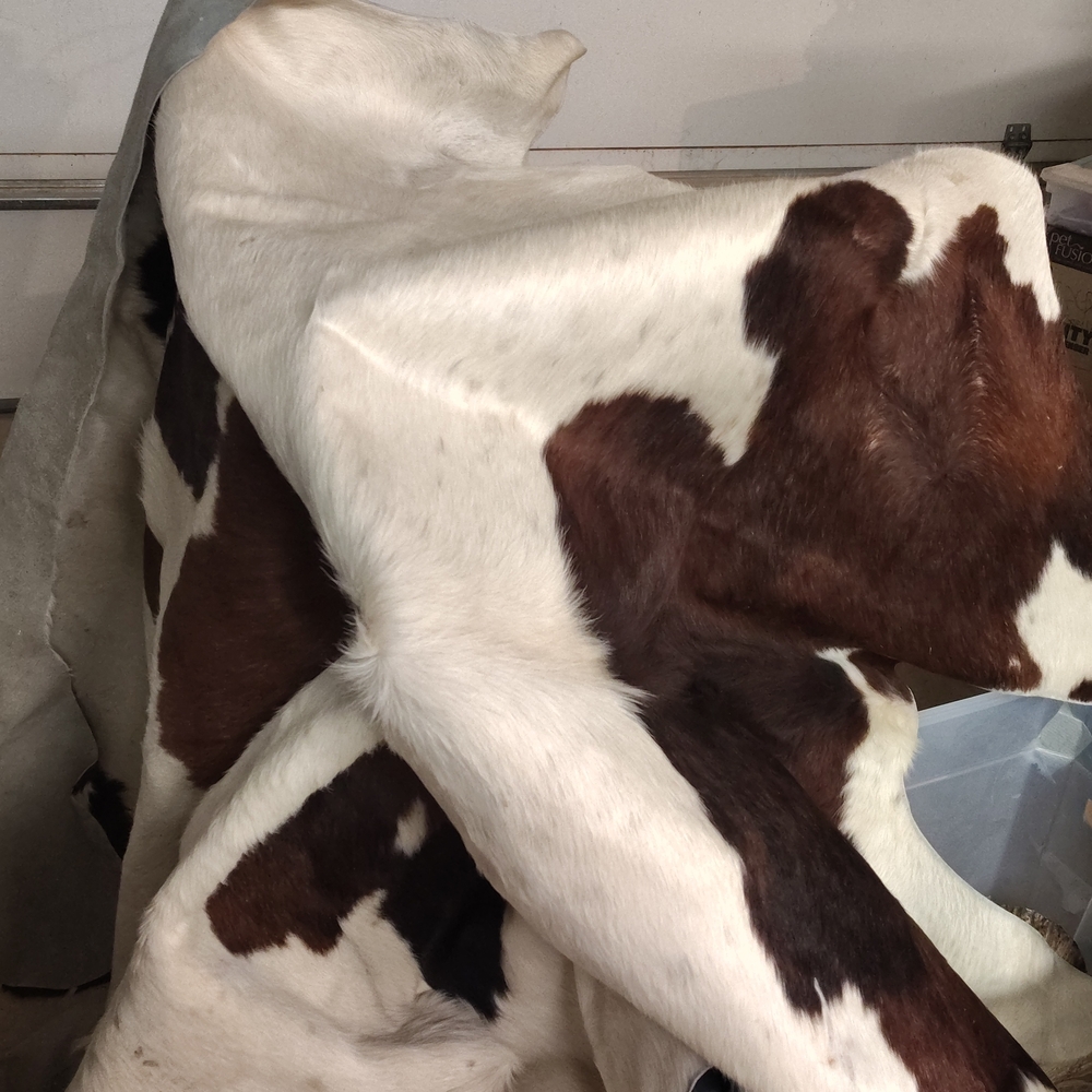 Cowhide Door Mat - Brown and White